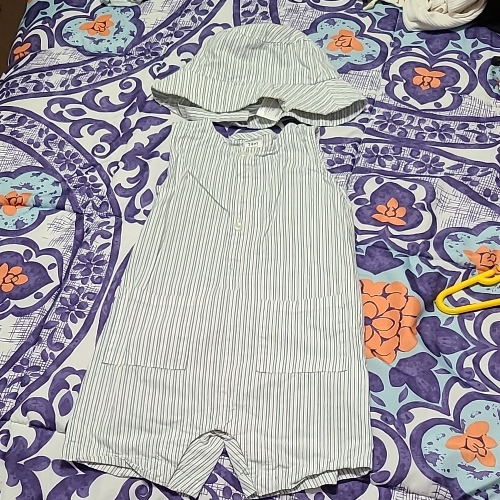 Striped Baby Romper with Hat
